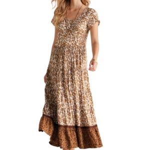 Soft Surroundings Kara Leopard Print Maxi Dress Size Small